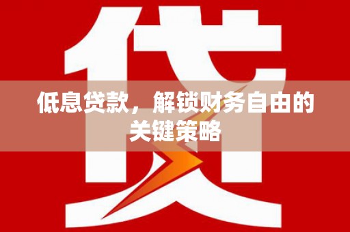 勐海低息贷款，解锁财务自由的关键策略